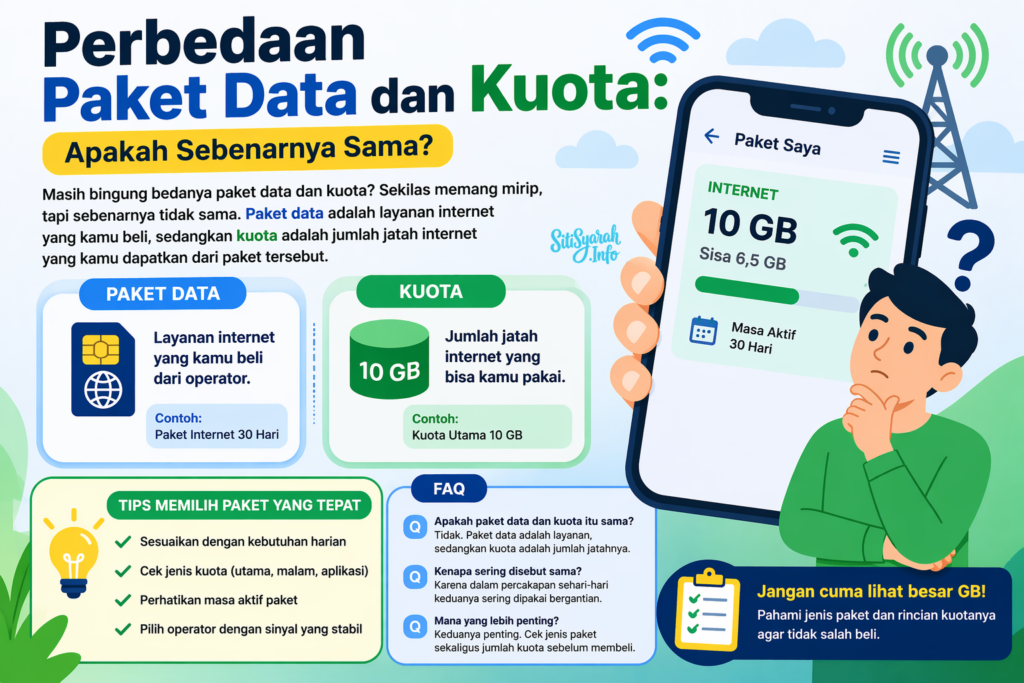 perbedaan paket data dan kuota