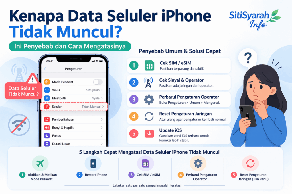 cara memunculkan data seluler di iPhone
