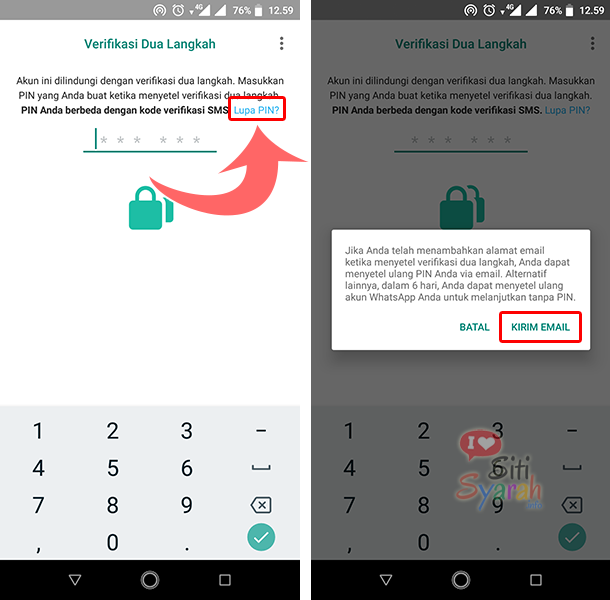 lupa verifikasi 2 langkah WhatsApp
