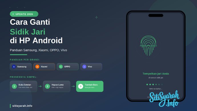cara mengganti sidik jari di hp android samsung xiaomi oppo vivo 2026