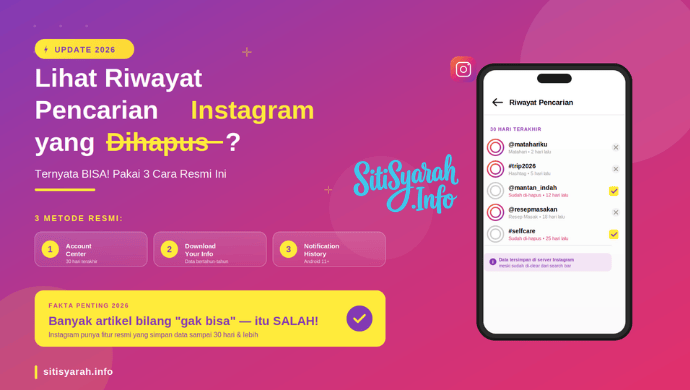 melihat daftar riwayat pencarian di ig