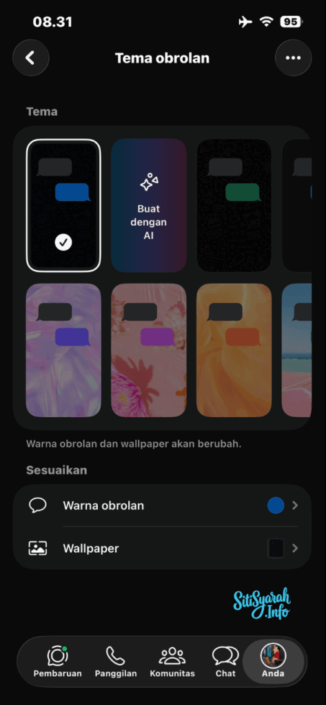 cara ganti wallpaper chat whatsapp per-chat