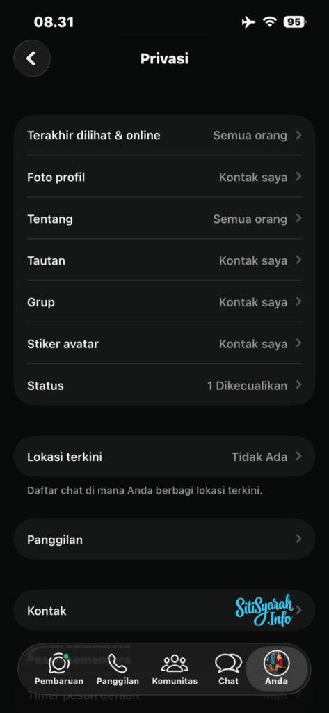 daftar fitur kustomisasi whatsapp