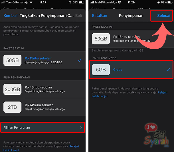 berhenti langganan iCloud di iPhone