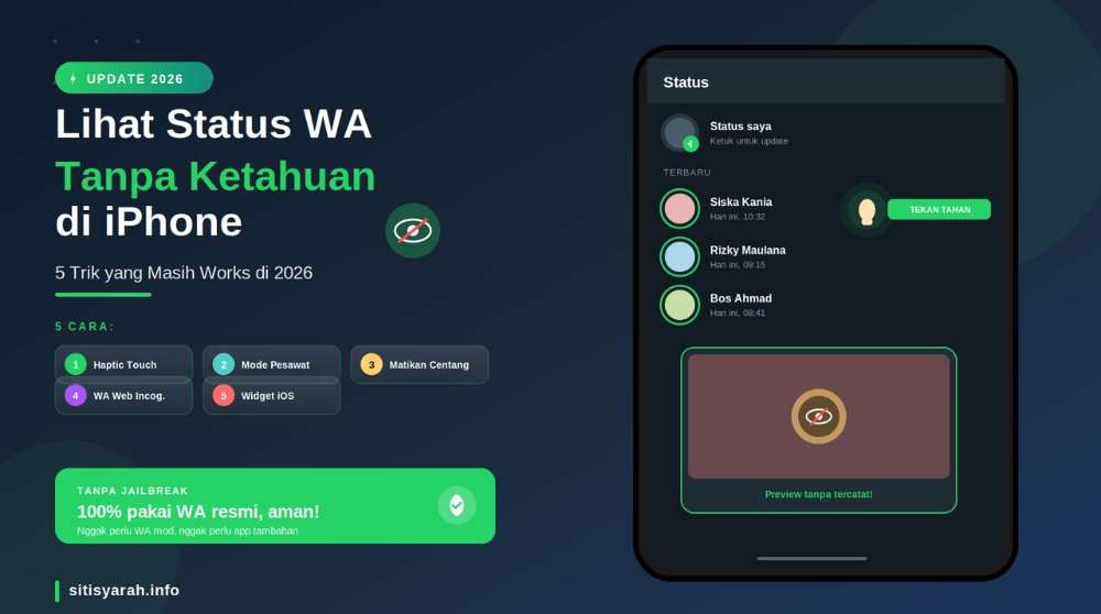 cara melihat status whatsapp tanpa diketahui di iphone 2026