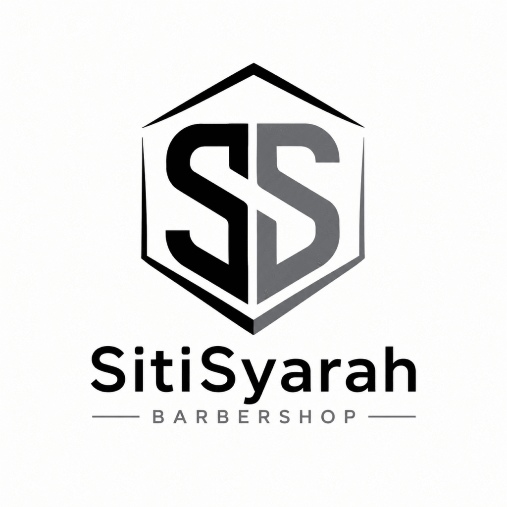 Logo barbershop profesional bergaya monogram hasil generate dari prompt di Gemini
