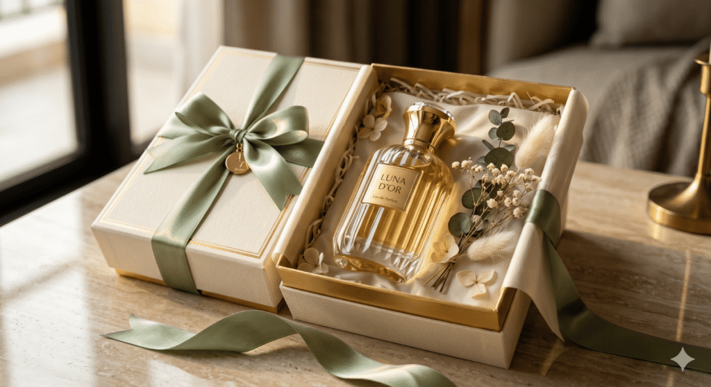prompt ai produk hamper parfume premium