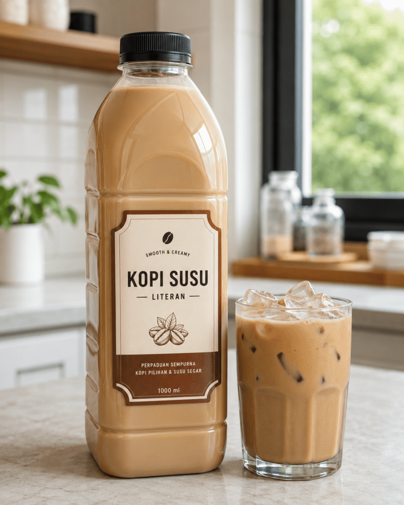 prompt foto minuman literan