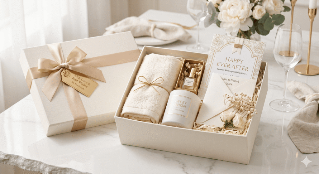 prompt gemini foto hampers wedding terbaik