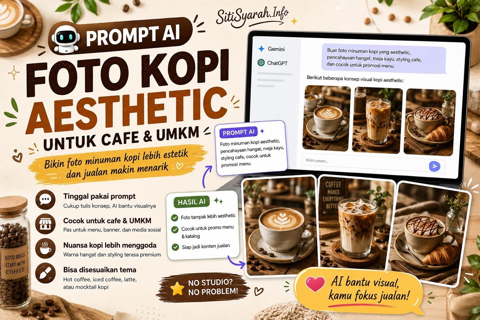 prompt gemini foto ai kopi iced caramel