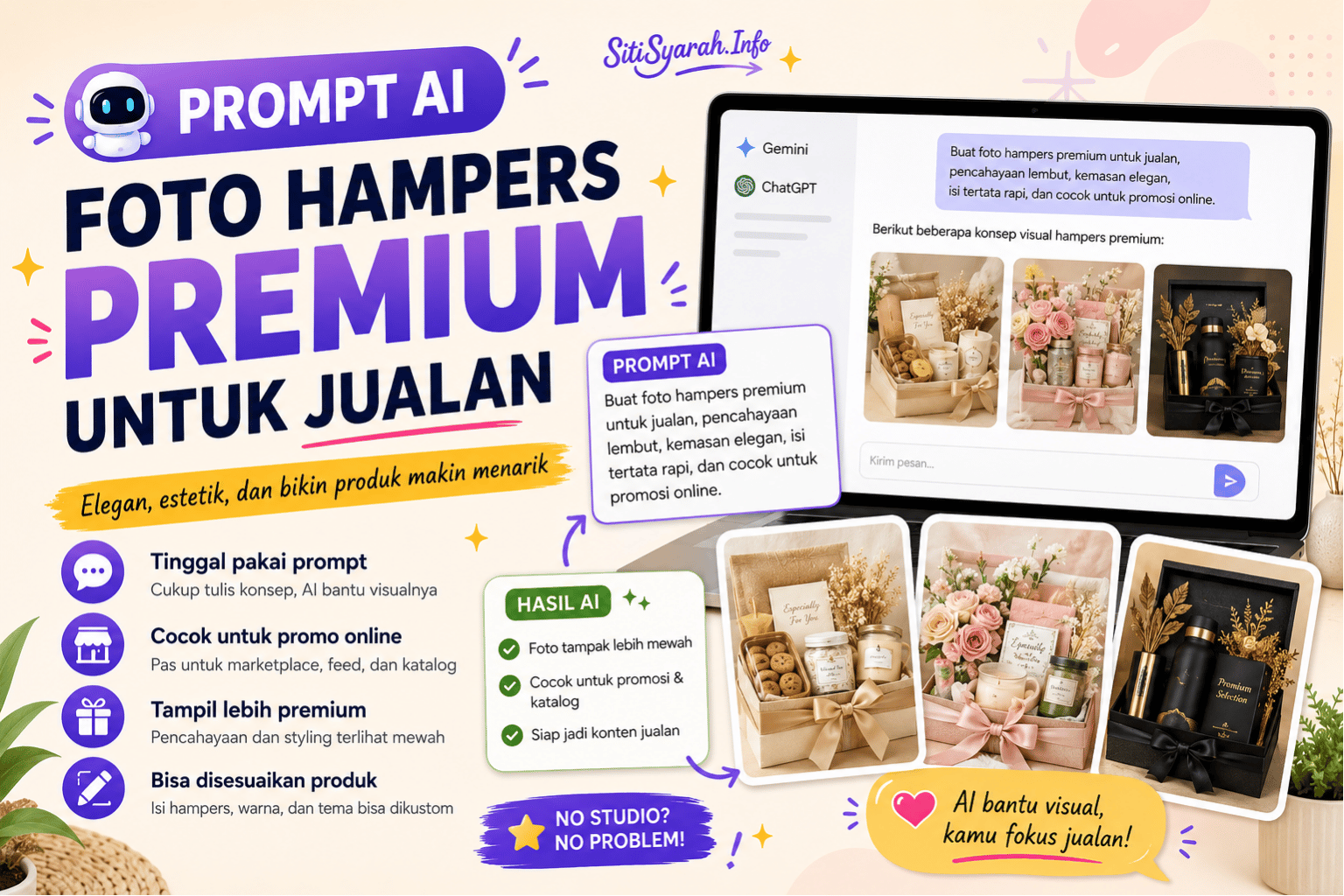 prompt ai produk hamper premium untuk jualan online