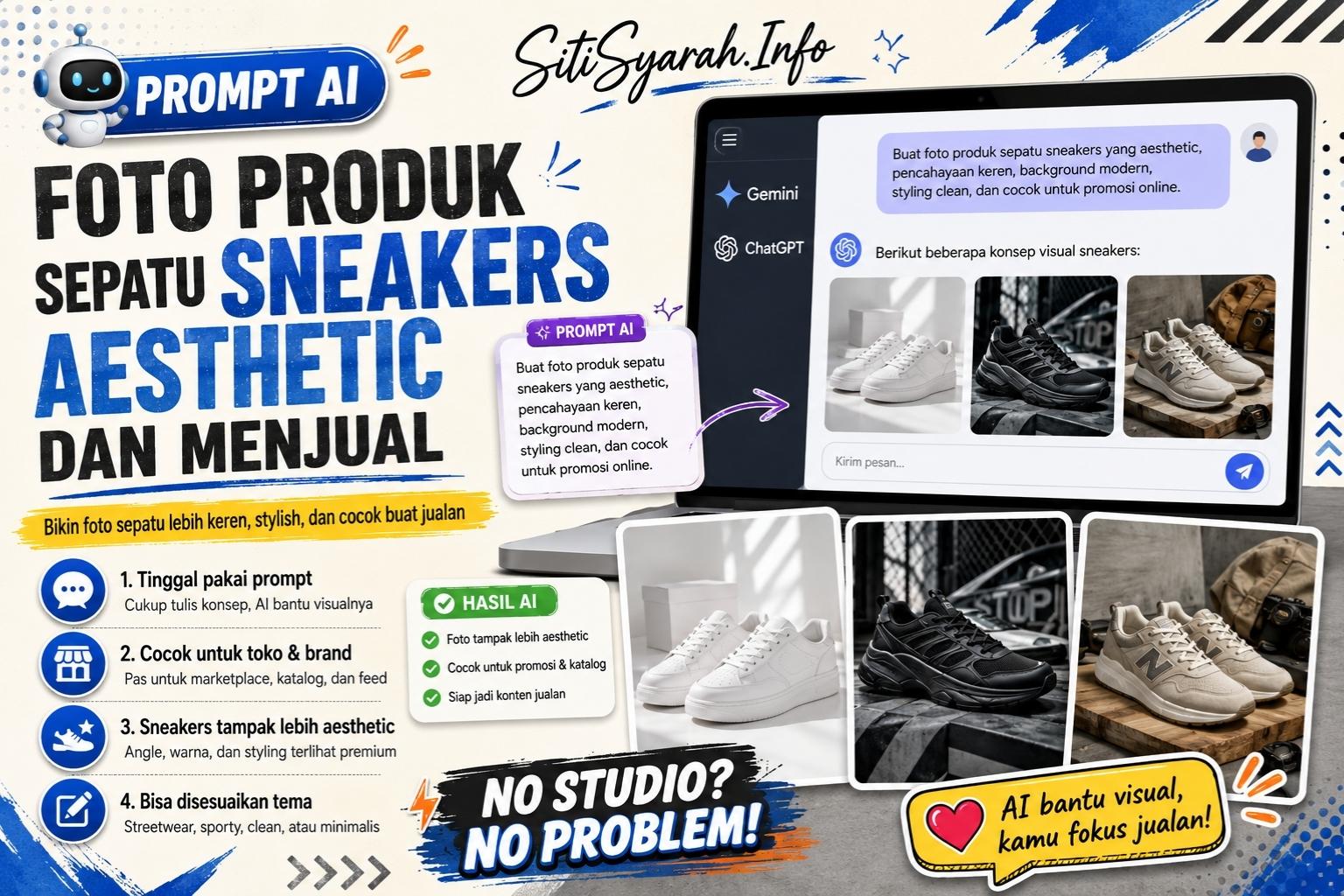 prompt ai foto sepatu biar kelihatan asli bukan buatan ai