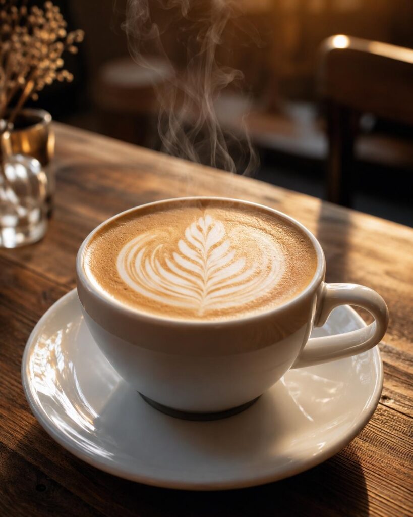 prompt foto ai kopi hot latte