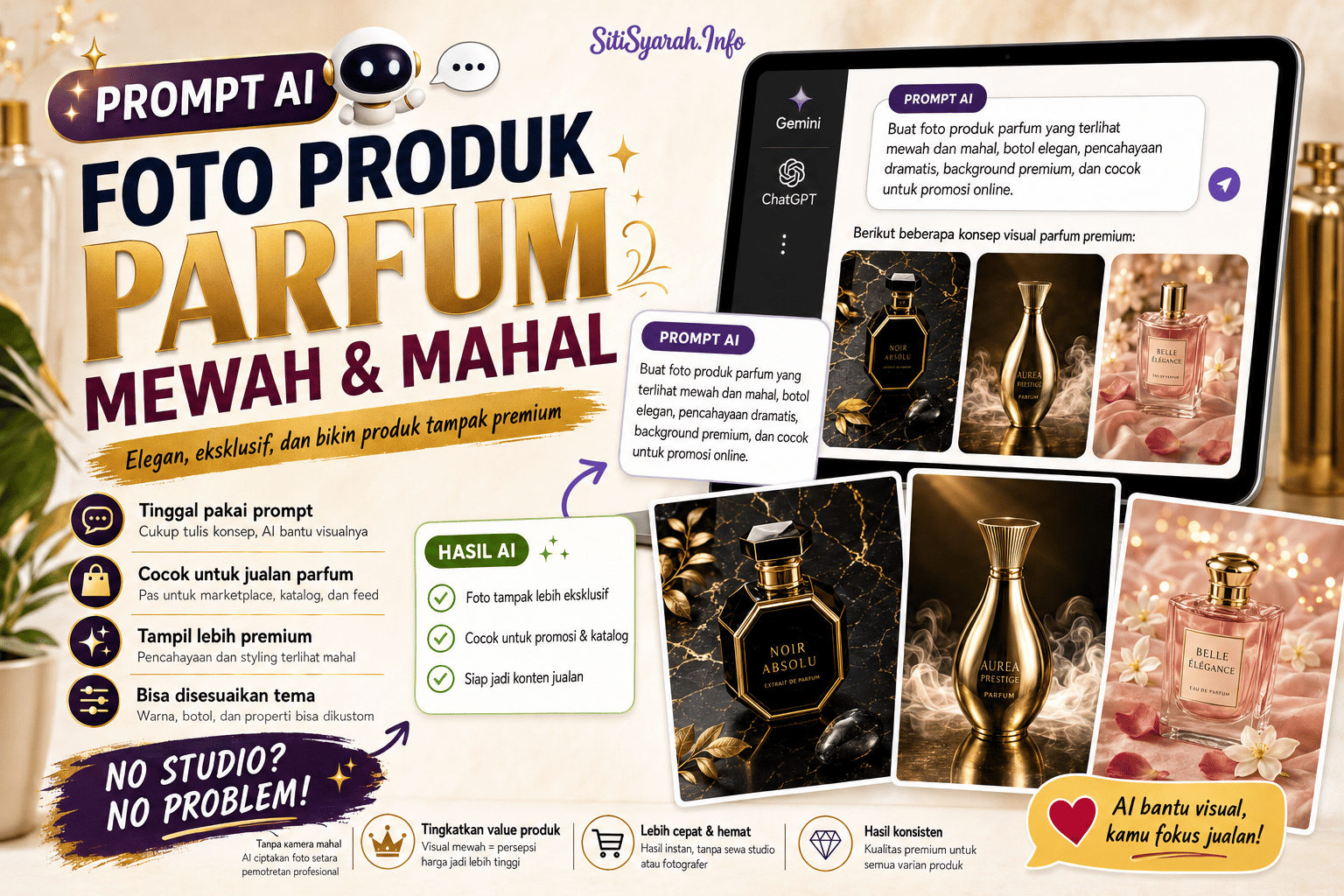 prompt ai foto parfume premium