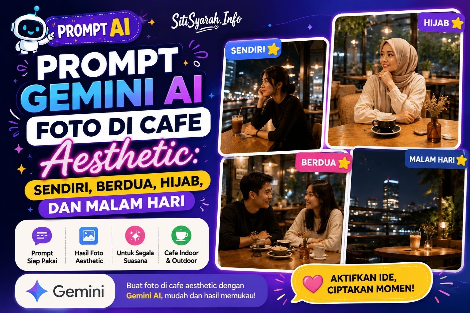 Prompt Gemini AI Foto di Cafe Duduk Santai Dekat Jendela