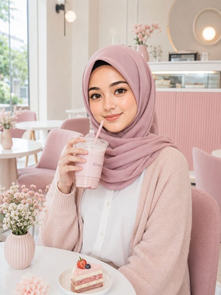 Prompt Foto Ai Foto Hijab Pastel untuk Foto Ceria