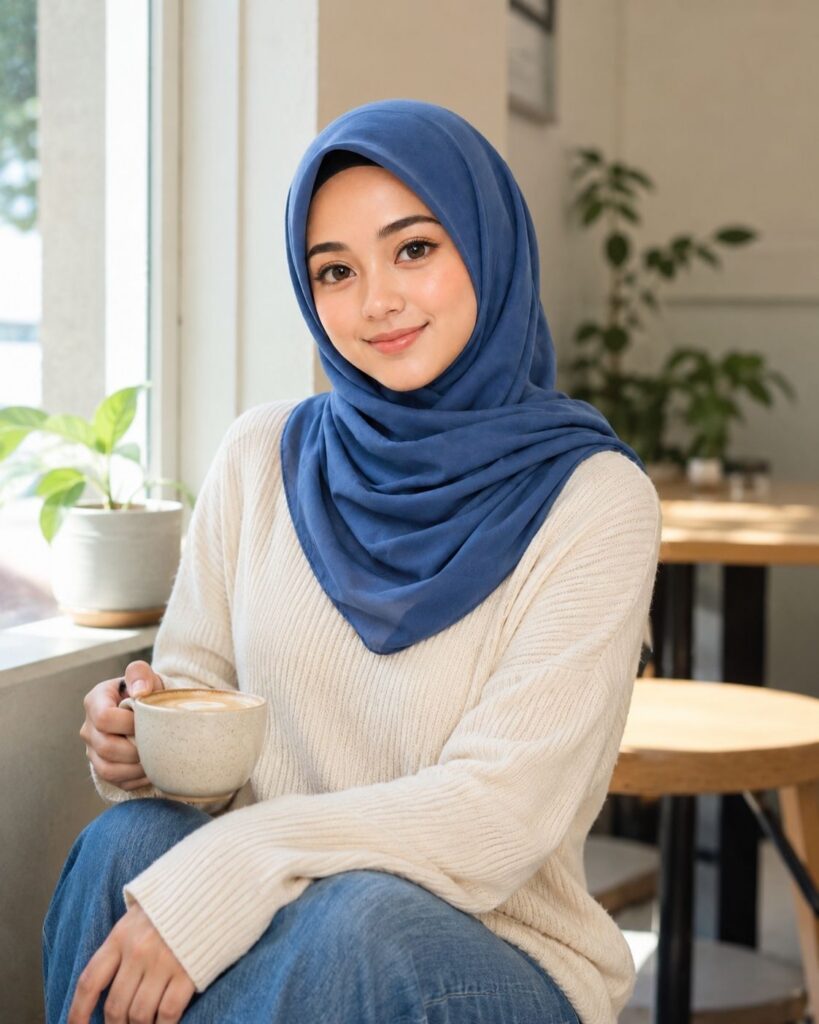 Prompt Gemini AI Foto di Cafe Duduk Santai Dekat Jendela