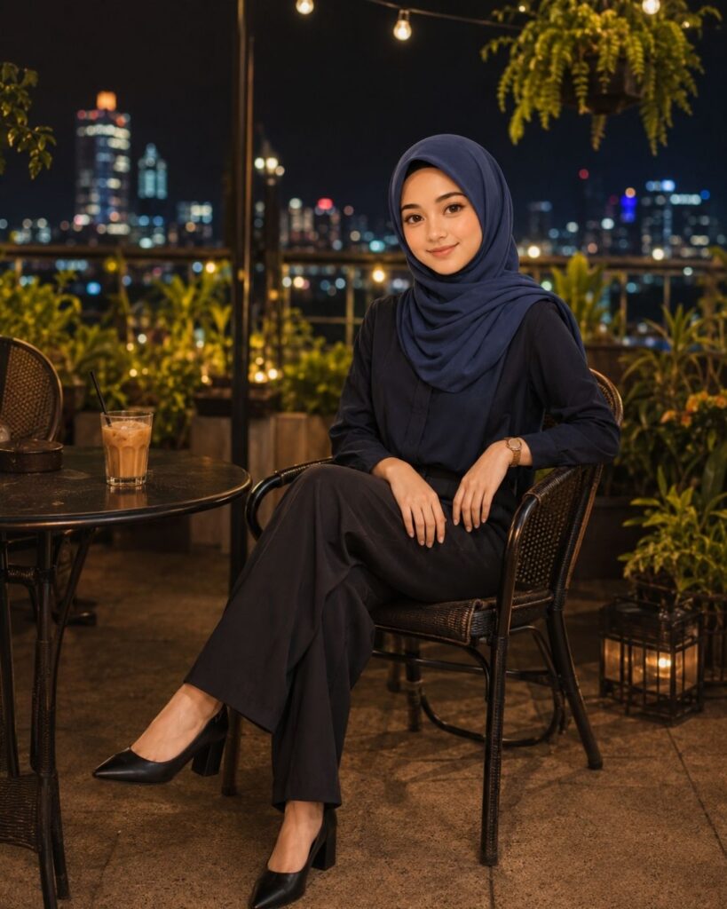 Prompt Gemini Ai Foto di Cafe Outdoor Malam Hari