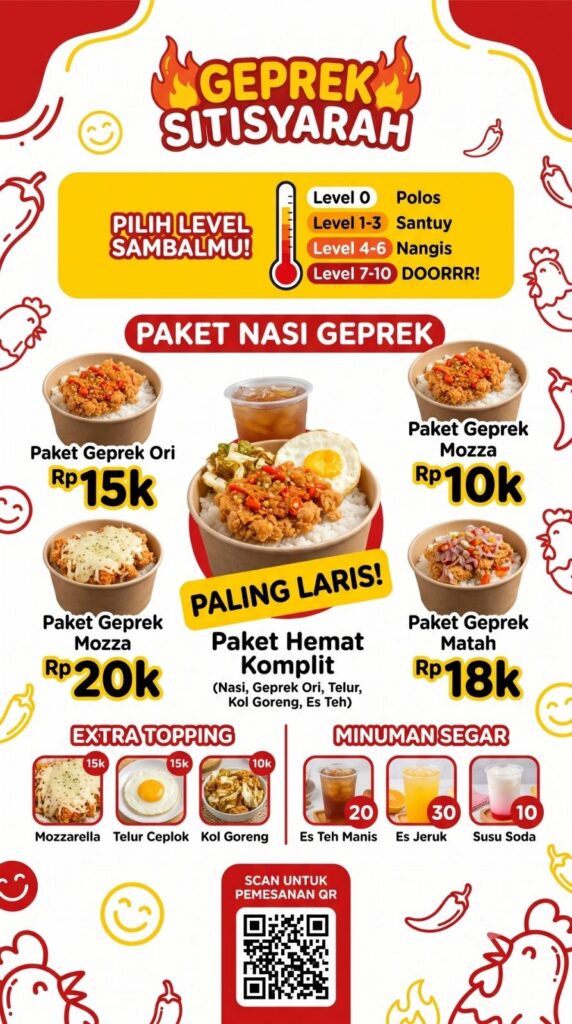 buat daftar menu geprek pakai chatgpt dan gemini