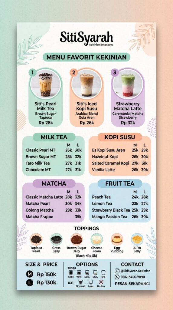 cara membuat daftar menu minuman kekinian pakai ai chatgpt dan meta ai