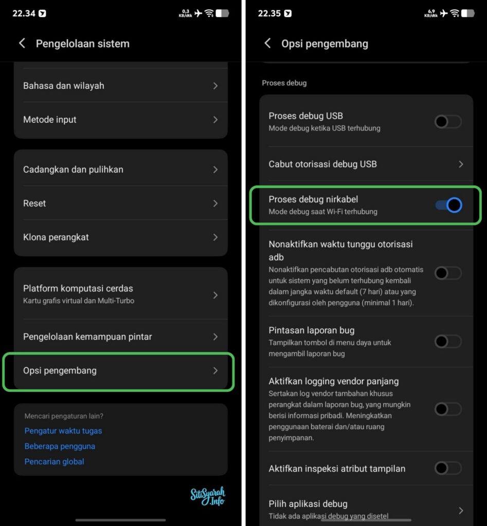 cara aktifkan wireless debugging android