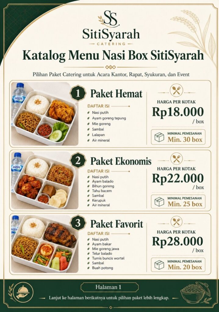 contoh desain menu makanan nasi box