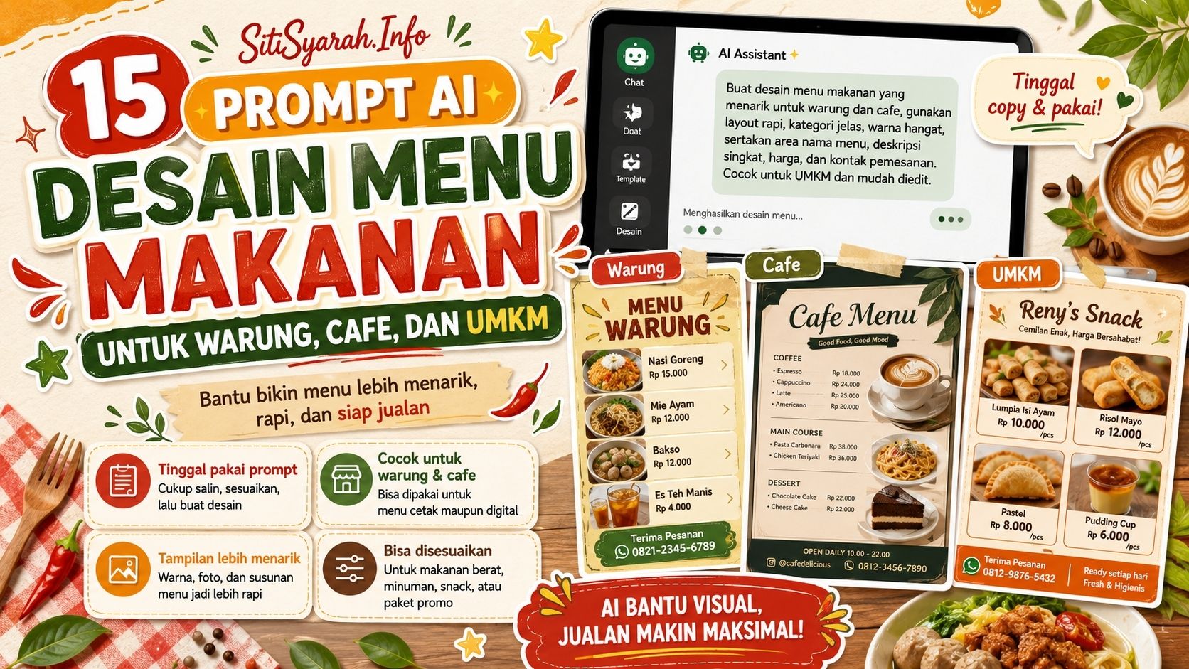 prompt ai membuat daftar menu makanan sederhana tidak rame