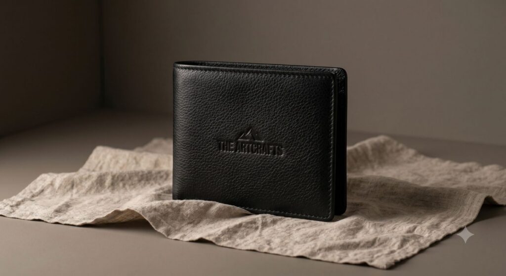 prompt ai foto dompet kulit
